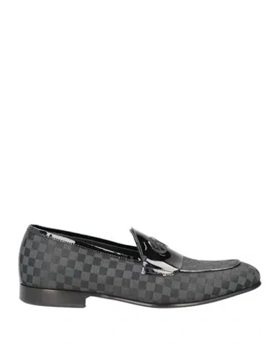 Giovanni Conti Man Loafers Black Size 9 Leather, Textile Fibers