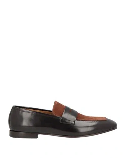 Giovanni Conti Man Loafers Chocolate Brown Size 9 Leather In Black