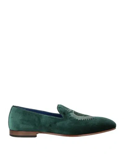 Giovanni Conti Man Loafers Emerald Green Size 9 Textile Fibers In Multi