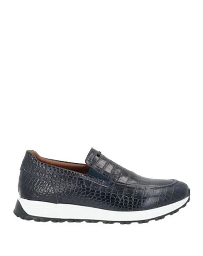 Giovanni Conti Man Loafers Navy Size 10 Leather In Animal Print