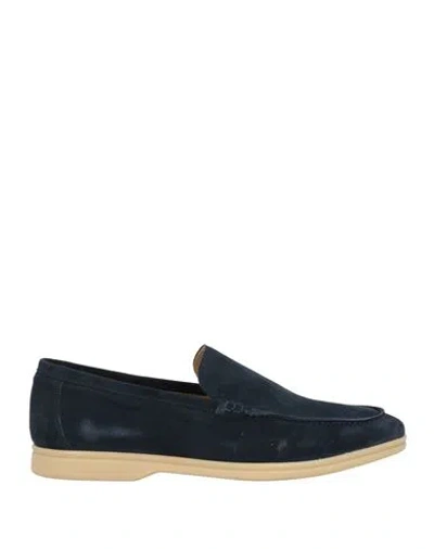 Giovanni Conti Man Loafers Navy Size 13 Leather In Blue