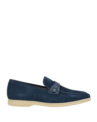 Giovanni Conti Man Loafers Navy Size 9 Leather In Blue