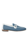 Giovanni Conti Man Loafers Slate Blue Size 9 Calfskin In Blue