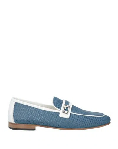 Giovanni Conti Man Loafers Slate Blue Size 9 Calfskin