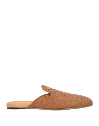 Giovanni Conti Man Mules & Clogs Tan Size 9 Leather In Brown