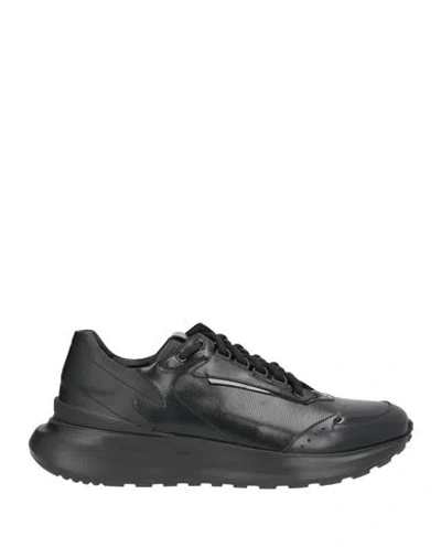 Giovanni Conti Man Sneakers Black Size 10 Leather In Animal Print