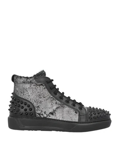 Giovanni Conti Man Sneakers Black Size 8 Leather, Textile Fibers