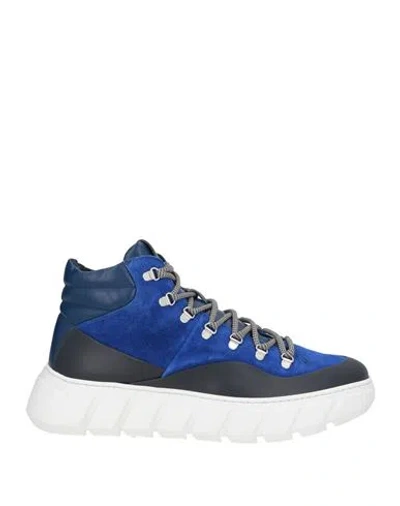 Giovanni Conti Man Sneakers Blue Size 10 Calfskin