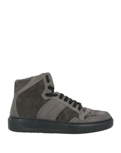 Giovanni Conti Man Sneakers Charcoal Size 9 Calfskin In Brown