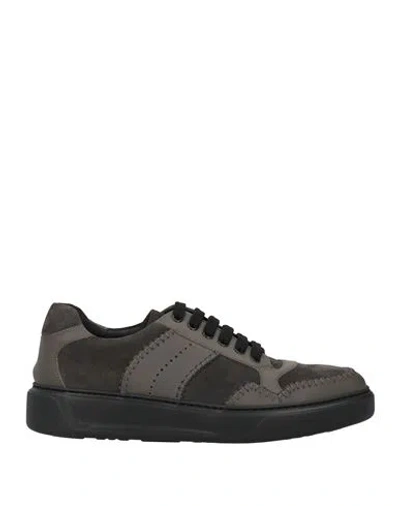 Giovanni Conti Man Sneakers Charcoal Size 9 Calfskin In Gray