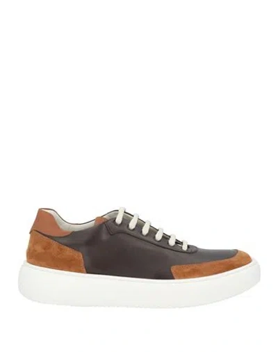 Giovanni Conti Man Sneakers Dark Brown Size 9 Calfskin