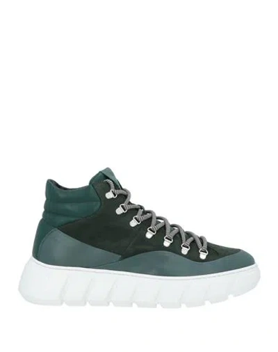 Giovanni Conti Man Sneakers Dark Green Size 9 Calfskin In Multi