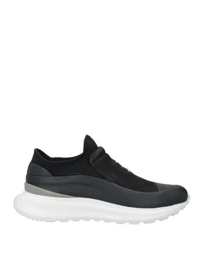 Giovanni Conti Man Sneakers Midnight Blue Size 13 Leather, Textile Fibers In Black