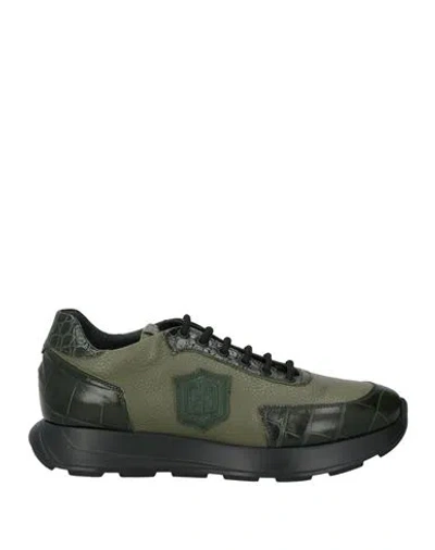 Giovanni Conti Man Sneakers Military Green Size 9 Leather