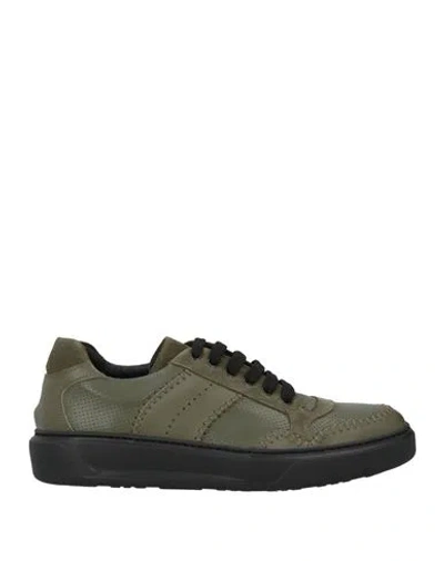 Giovanni Conti Man Sneakers Military Green Size 9 Leather