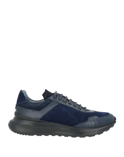 Giovanni Conti Man Sneakers Navy Size 9 Calfskin In Multi