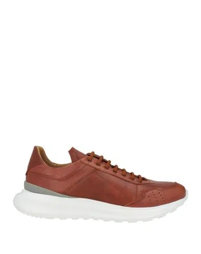 Giovanni Conti Man Sneakers Tan Size 10 Leather In Brown