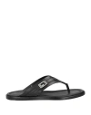 Giovanni Conti Man Thong Sandal Black Size 9 Calfskin In Black