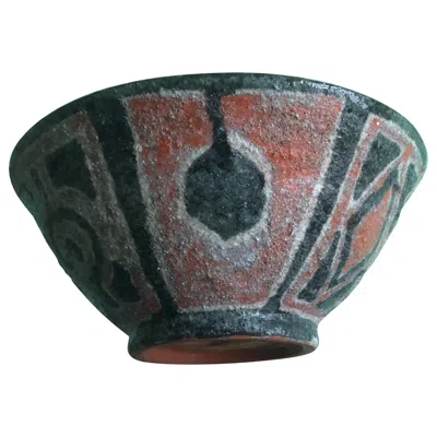 Pre-owned Giovanni De Simone Sicilian Ceramic Bowl By De Simone Italy 1970 In Black