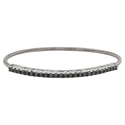 Pre-owned Giovanni Ferraris Black Sapphire 0.98ct Titanium Spring Bracelet 18k White Gold