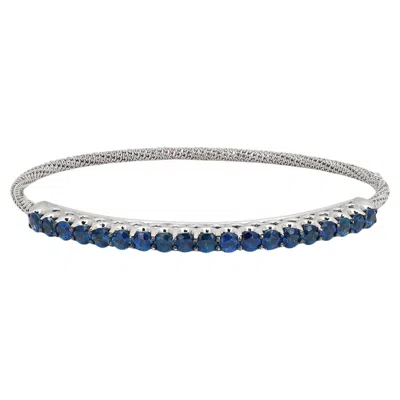 Pre-owned Giovanni Ferraris Blue Sapphire 2.60ctw Titanium Spring Bracelet 18k White Gold