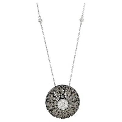 Pre-owned Giovanni Ferraris Salvini Multi Color Diamond Round Pendant Necklace 18k White Gold 2.01ctw