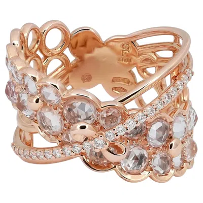Pre-owned Giovanni Ferraris White Sapphire 2.32ct & Diamond Cocktail Ring 18k Rose Gold