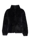 Giovanni Paris 'annie' Black Fur Jacket With Classic Collar And Front Zip Closure In Ecofur Woman In Black