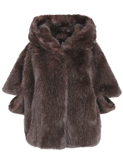 Giovanni Paris Cape Faux Fur Ines In Brown