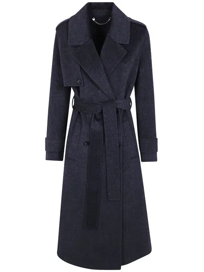 Giovanni Paris Coat Trench "cassis Anthracite Grey" In Gray