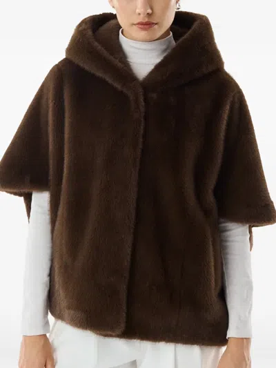 Giovanni Paris Faux-fur Hooded Coat In Brown