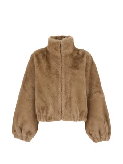 Giovanni Paris Josie Faux-fur Bomber Jacket In Brown