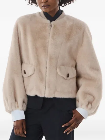 Giovanni Paris Sydney Faux-fur Jacket In Neutral