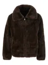 Giovanni Paris Zip-front Faux-fur Jacket In Brown