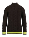 Giovannini Mirco Man Turtleneck Dark Brown Size L Virgin Wool, Elastane