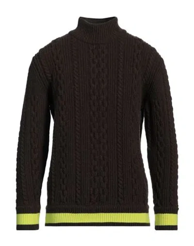 Giovannini Mirco Man Turtleneck Dark Brown Size L Virgin Wool, Elastane