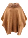 GIOVI CAPE WITH FUR INSERTS COATS BEIGE