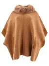 Giovi Elegant Cape With Luxurious Fur Inserts In Beige