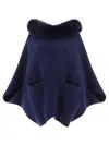 Giovi Wool And Cashmere Cape Coats Blue In Blue