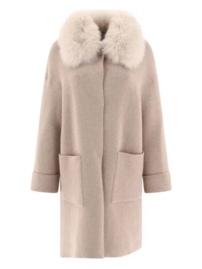 GIOVI FAUX-FUR COLLAR PATCH-POCKET COAT