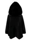 Giovi Faux Fur-trimmed Hooded Cape In Black
