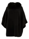 Giovi Elegant Wool And Cashmere Poncho For Women In Black
