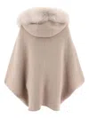 Giovi Fur-trimmed Cape In Neutral