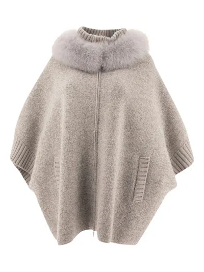 GIOVI FUR-TRIMMED PONCHO