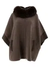 Giovi Wool And Cashmere Poncho Coats Brown In Brown