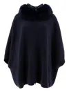 Giovi Wool And Cashmere Poncho Coats Blue In Blue