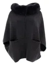 Giovi Luxurious Wool And Cashmere Poncho For Women In Black