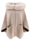 GIOVI LUXURIOUS BEIGE WOOL AND CASHMERE CAPE FOR WOMEN