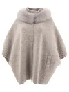 Giovi Wool And Cashmere Poncho For Women In Gray