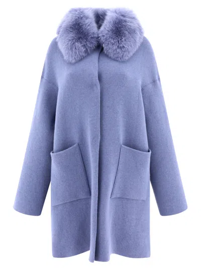GIOVI LUXURIOUS WOOL AND CASHMERE JACKET IN LIGHT BLUE FOR WOMEN